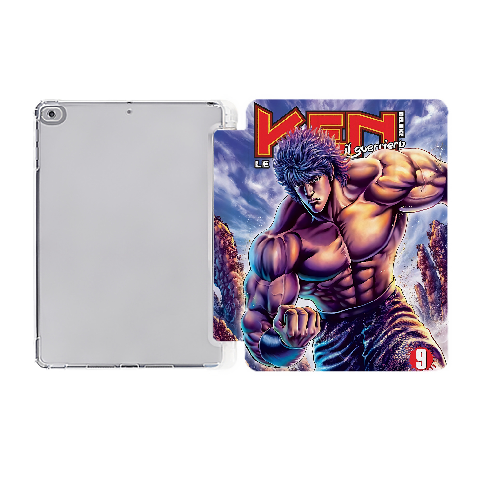 （画像用） 北斗の拳 Fist of the North Star IPad ケース ペン収納付き 三つ折りスタンド PUレザー×シリコン 対応機種9.5/10.5/10.9インチ